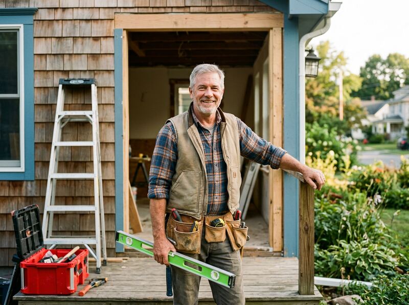 Smiling handyman at a job site